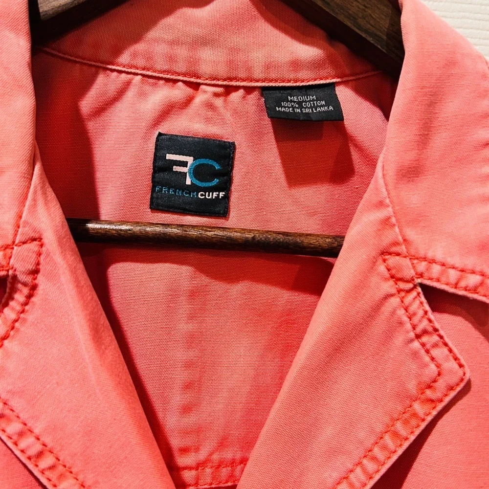 🌸 French Cuff Coral Cotton Blazer Jacket | Women’s Medium